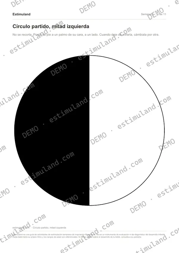 Círculo partido, mitad izquierda — hoja 3 de 11, en muestra