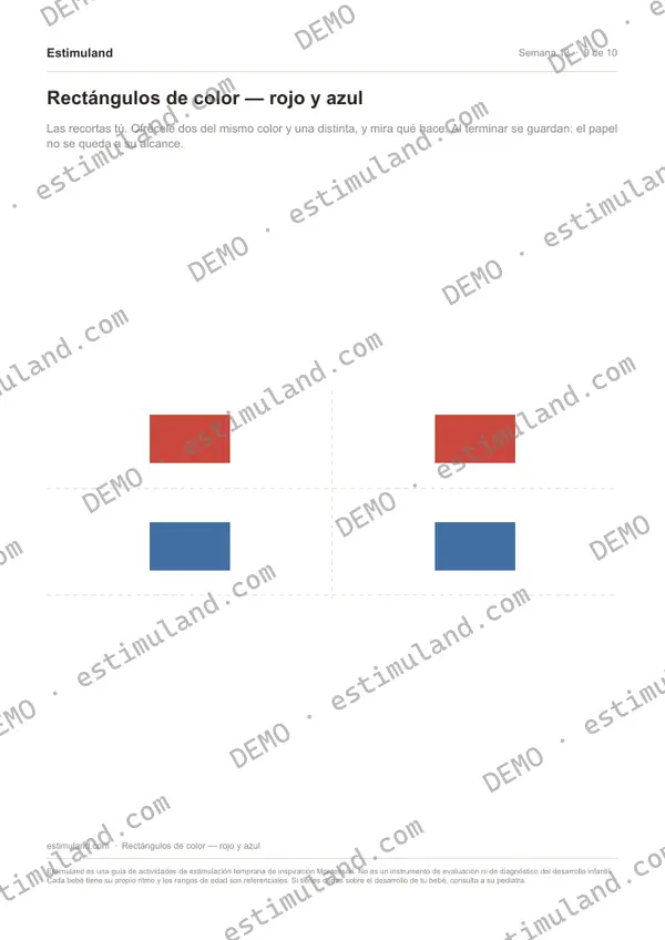 Rectángulos de color — rojo y azul — hoja 9 de 10, en muestra