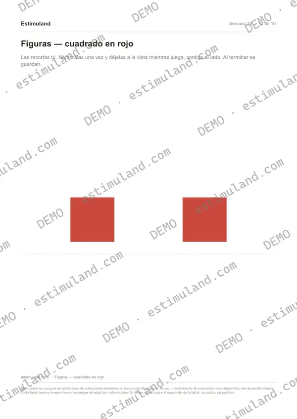 Figuras — cuadrado en rojo — hoja 10 de 10, en muestra