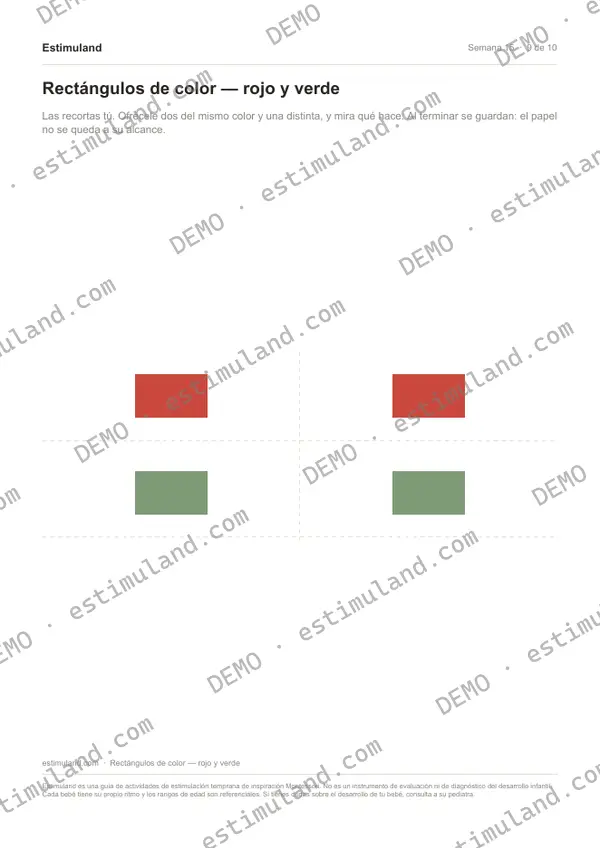 Rectángulos de color — rojo y verde — hoja 9 de 10, en muestra