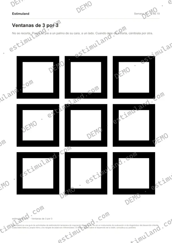 Ventanas de 3 por 3 — hoja 5 de 10, en muestra