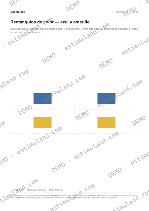 Rectángulos de color — azul y amarillo — hoja 9 de 10, en muestra