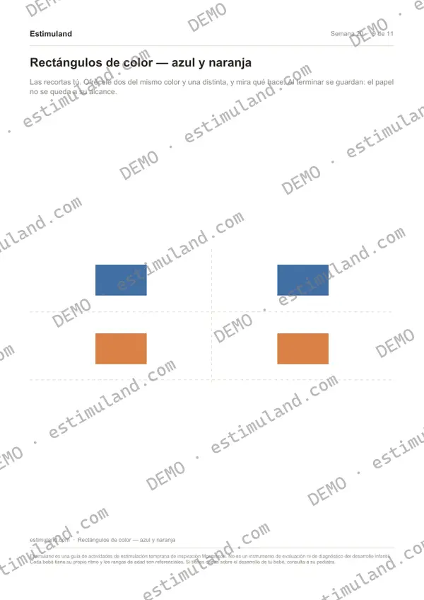 Rectángulos de color — azul y naranja — hoja 9 de 11, en muestra