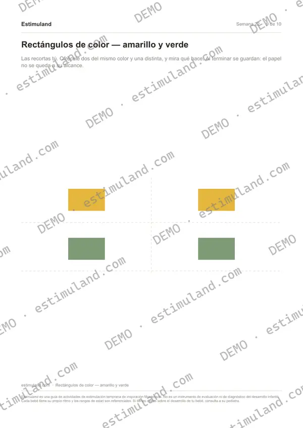 Rectángulos de color — amarillo y verde — hoja 9 de 10, en muestra