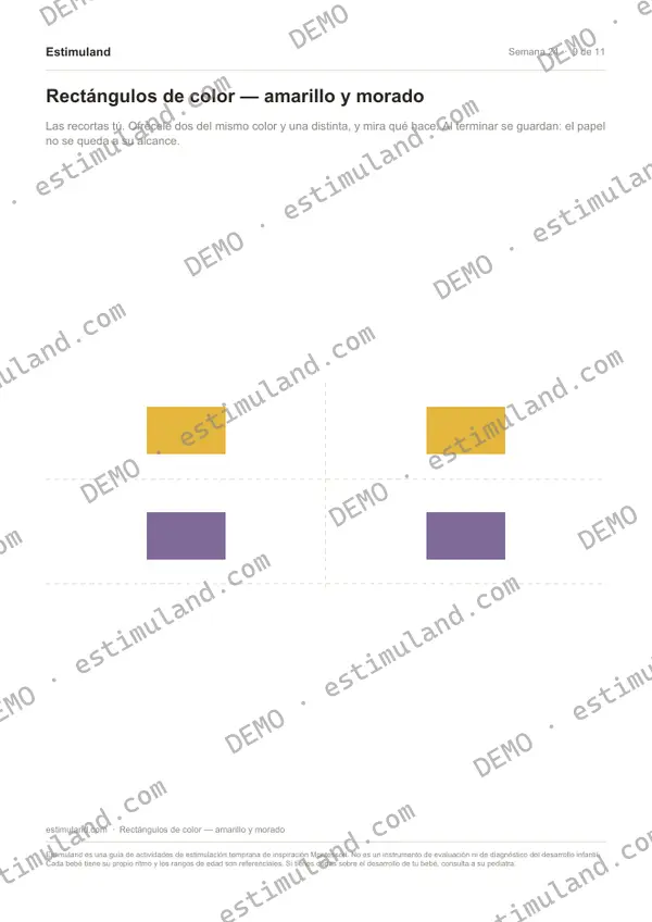 Rectángulos de color — amarillo y morado — hoja 9 de 11, en muestra