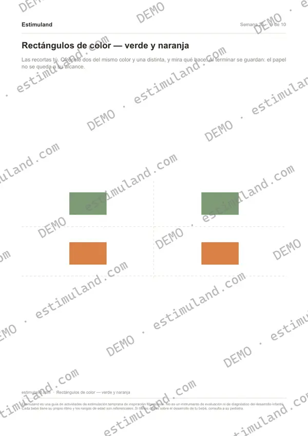 Rectángulos de color — verde y naranja — hoja 9 de 10, en muestra