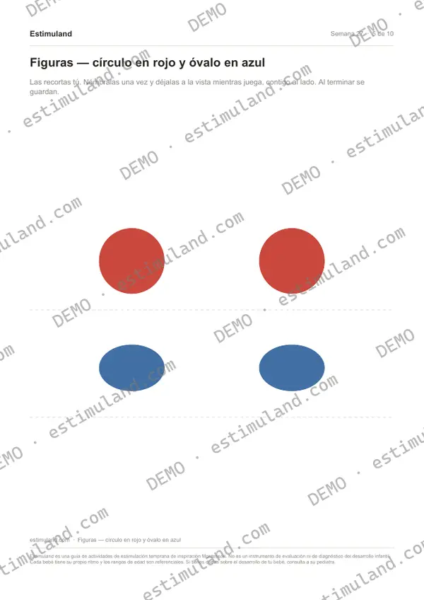 Figuras — círculo en rojo y óvalo en azul — hoja 5 de 10, en muestra