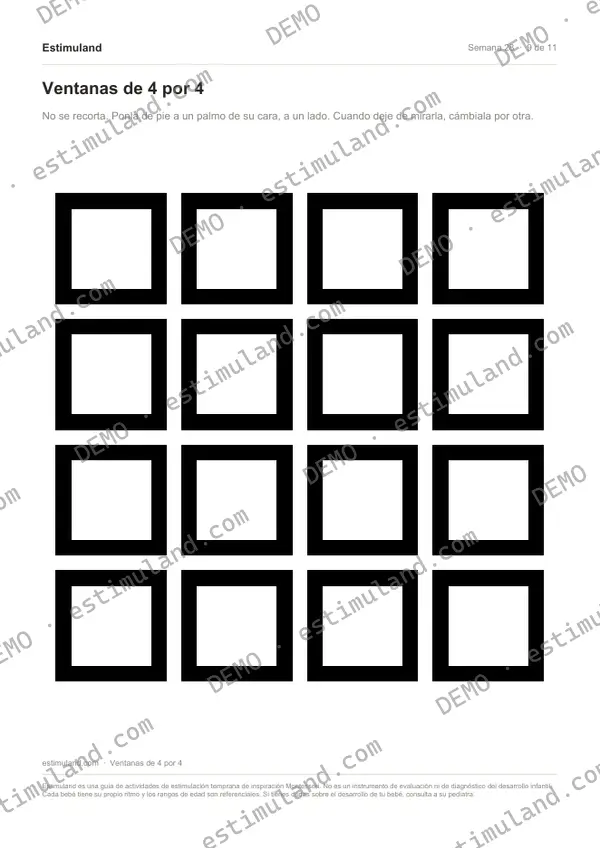 Ventanas de 4 por 4 — hoja 9 de 11, en muestra