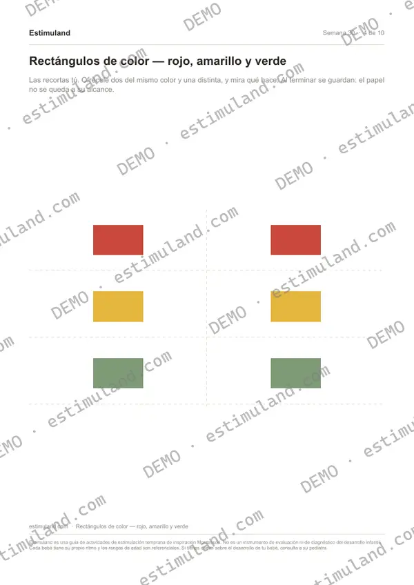 Rectángulos de color — rojo, amarillo y verde — hoja 4 de 10, en muestra