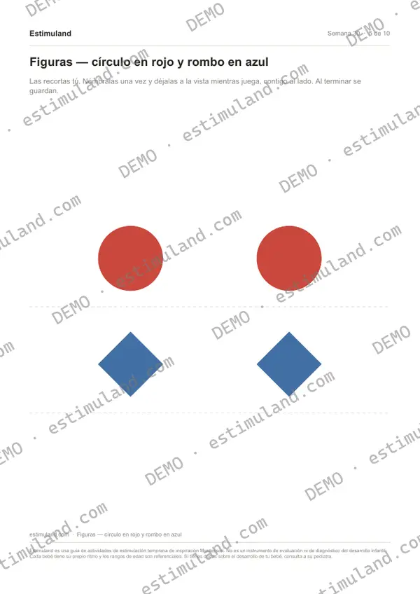 Figuras — círculo en rojo y rombo en azul