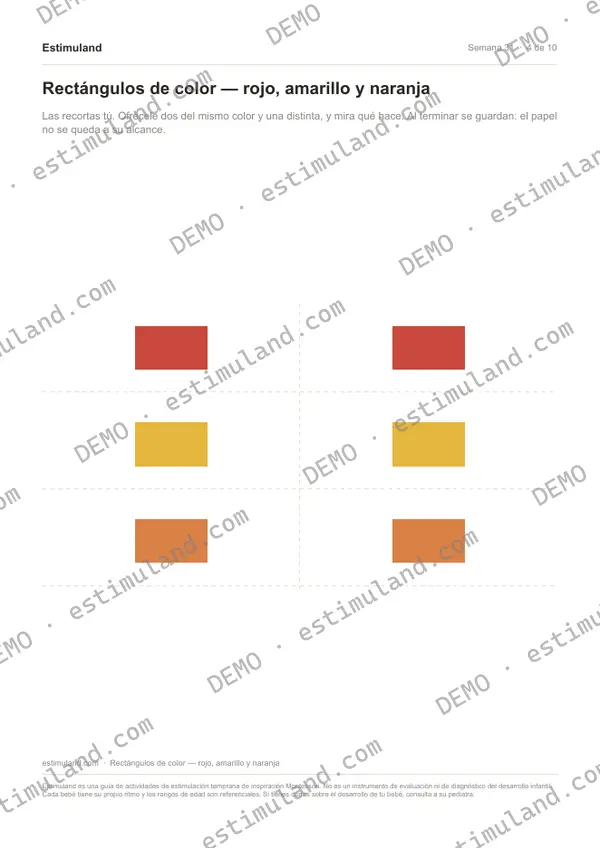 Rectángulos de color — rojo, amarillo y naranja — hoja 4 de 10, en muestra