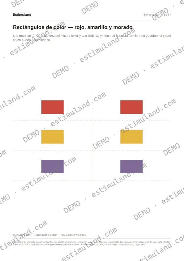 Rectángulos de color — rojo, amarillo y morado — hoja 4 de 11, en muestra