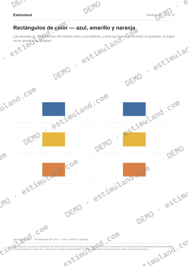 Rectángulos de color — azul, amarillo y naranja — hoja 4 de 10, en muestra