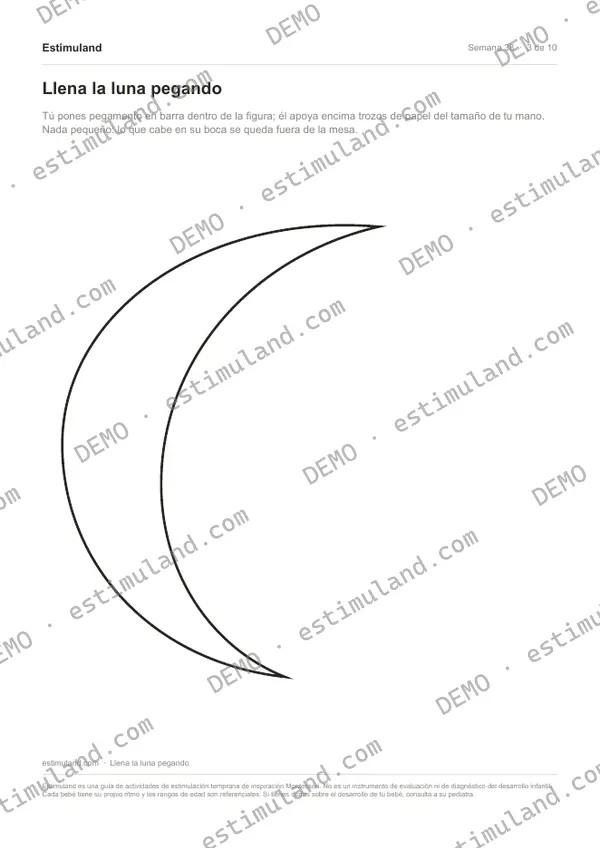 Llena la luna pegando — hoja 3 de 10, en muestra