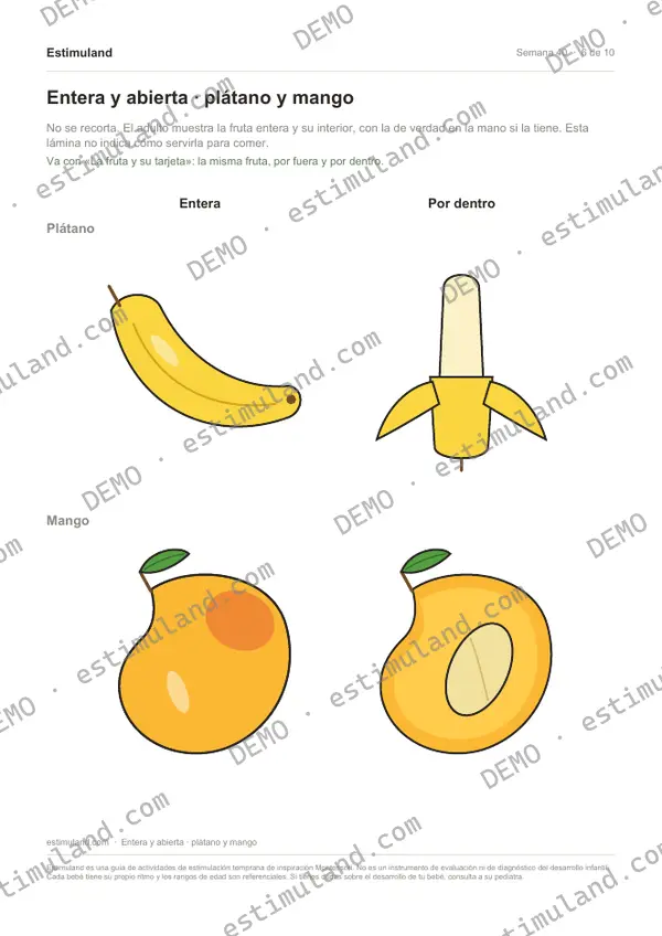 Entera y abierta · plátano y mango — hoja 6 de 10, en muestra