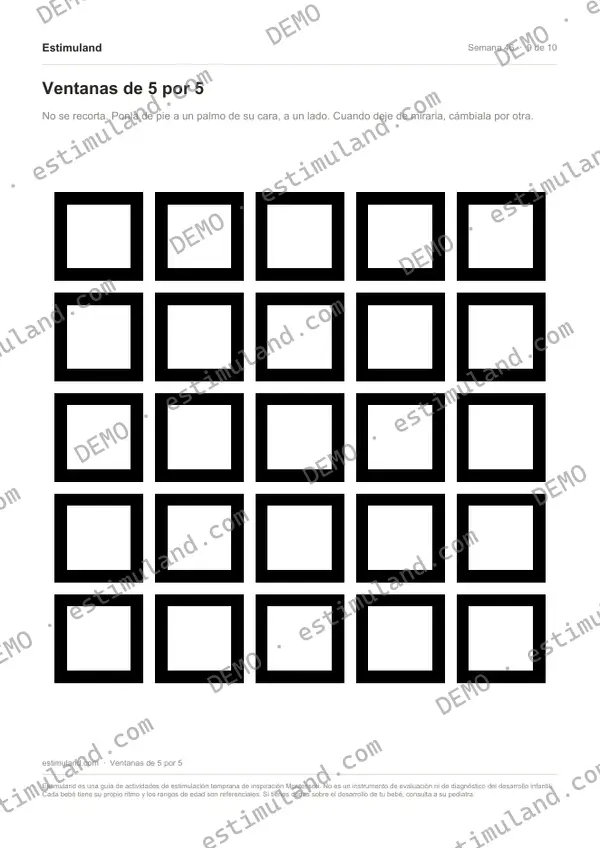 Ventanas de 5 por 5 — hoja 9 de 10, en muestra