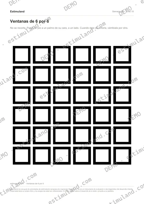 Ventanas de 6 por 6 — hoja 9 de 10, en muestra