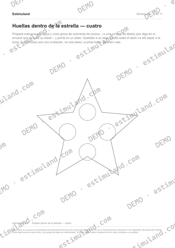 Huellas dentro de la estrella — cuatro — hoja 3 de 11, en muestra