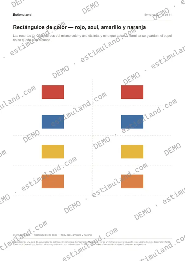 Rectángulos de color — rojo, azul, amarillo y naranja — hoja 8 de 11, en muestra
