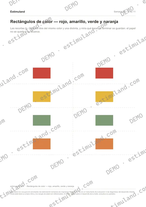 Rectángulos de color — rojo, amarillo, verde y naranja — hoja 8 de 11, en muestra