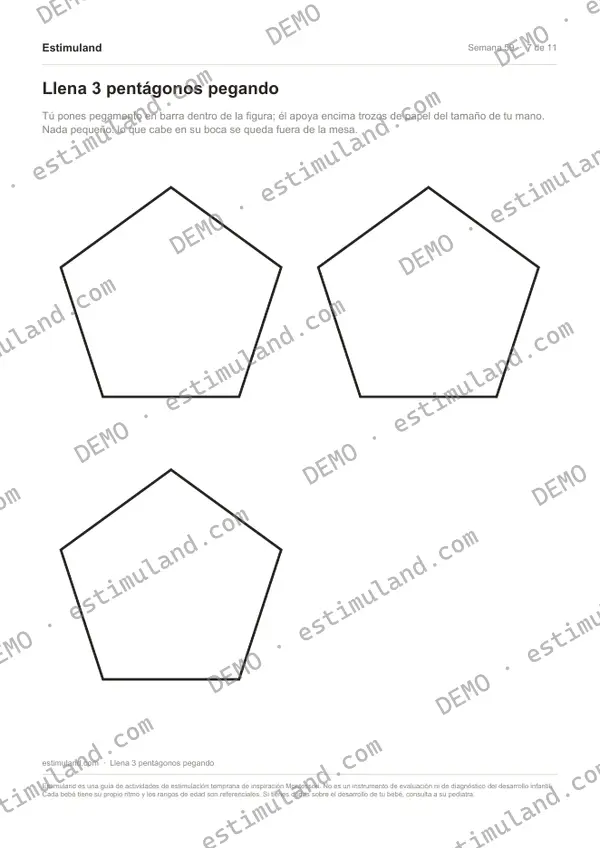 Llena 3 pentágonos pegando — hoja 7 de 11, en muestra
