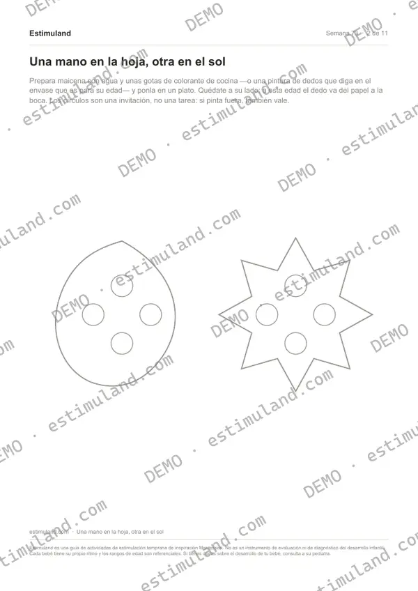 Una mano en la hoja, otra en el sol — hoja 2 de 11, en muestra