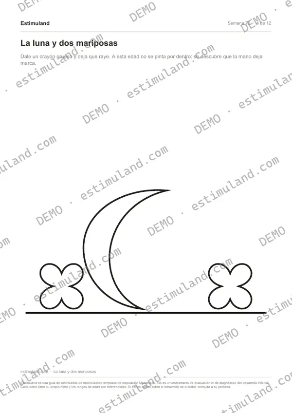 La luna y dos mariposas — hoja 4 de 12, en muestra