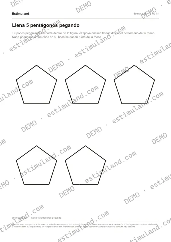 Llena 5 pentágonos pegando — hoja 8 de 11, en muestra