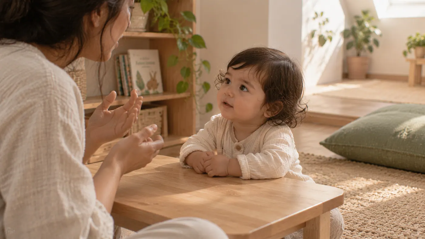 Una madre con su bebé en casa: frases que crecen