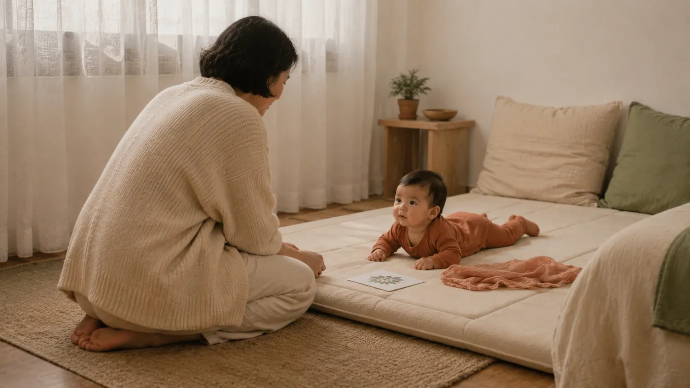 Una madre con su bebé en casa: el objeto que se escapa