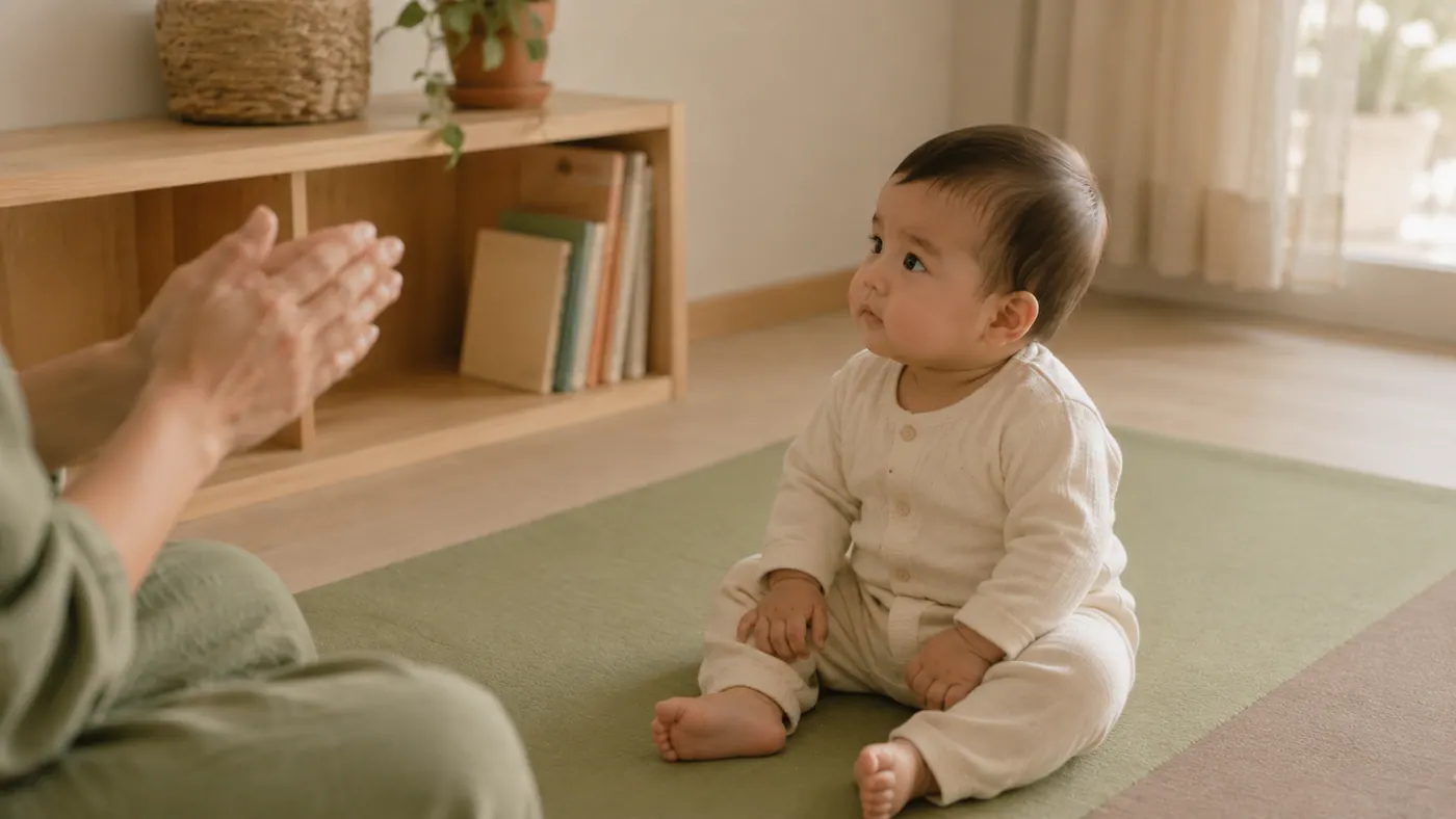 Una madre con su bebé en casa: le hablo y me contesta