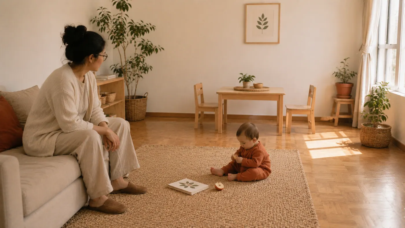Una madre con su bebé en casa: le entiendo cuando me habla