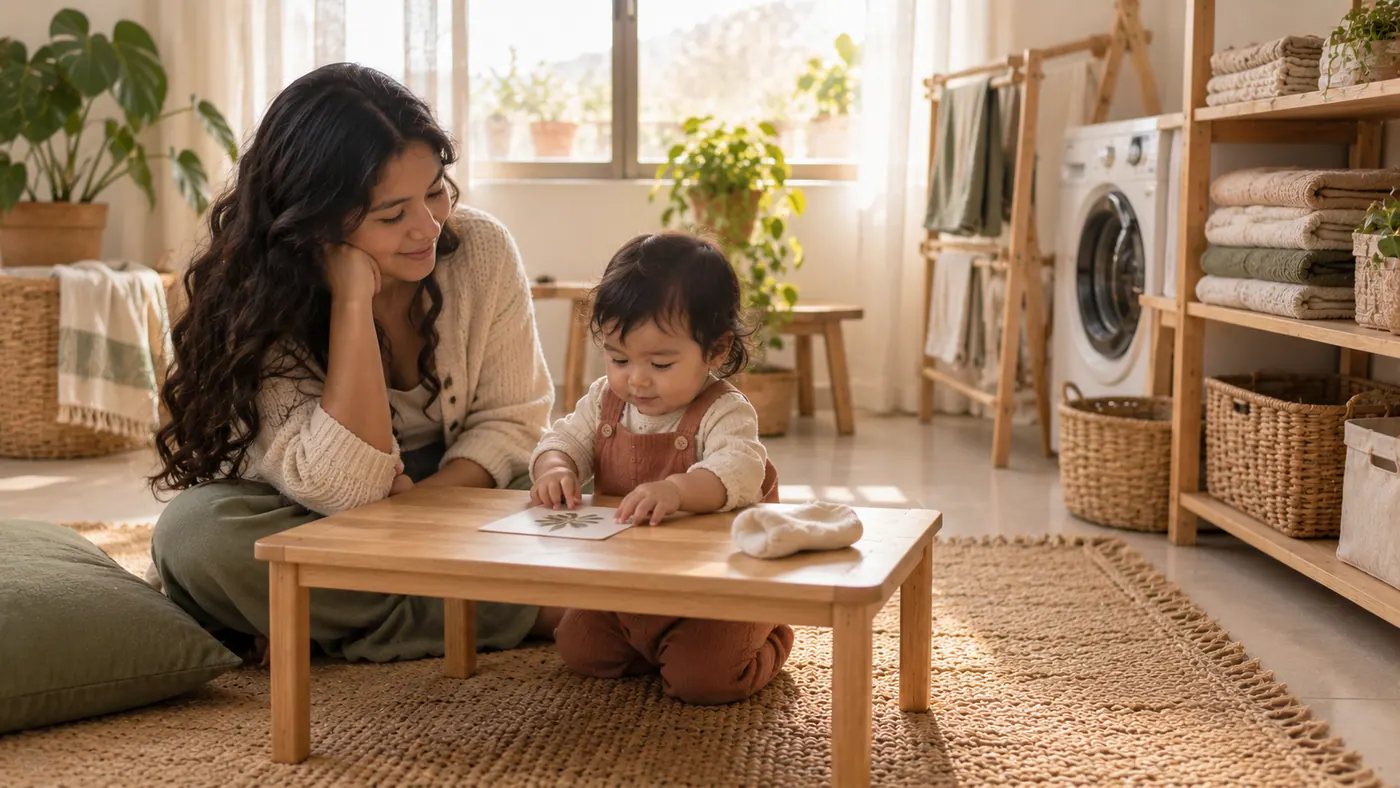 Una madre con su bebé en casa: buscar la pareja