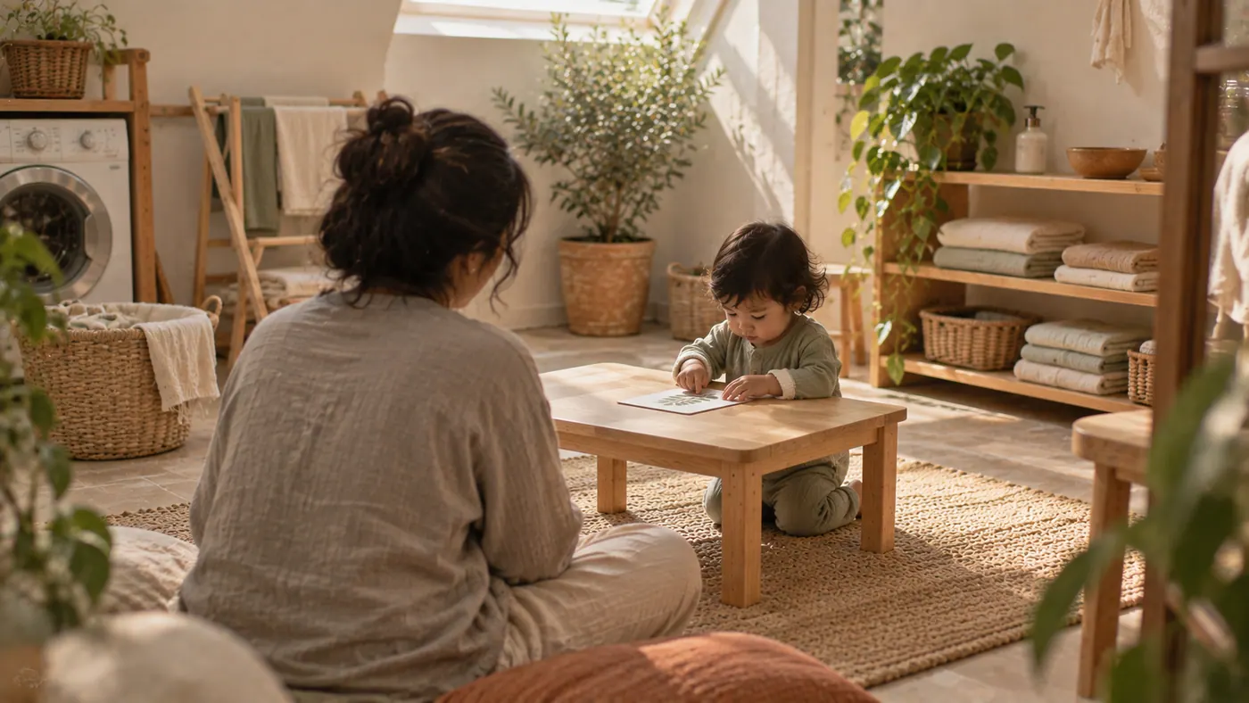 Una madre con su bebé en casa: primero esto, después aquello
