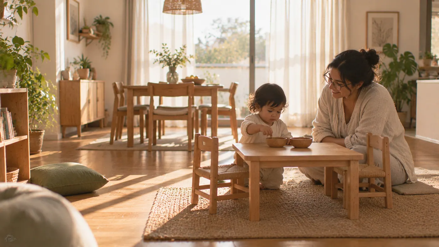 Una madre con su bebé en casa: contar sin números