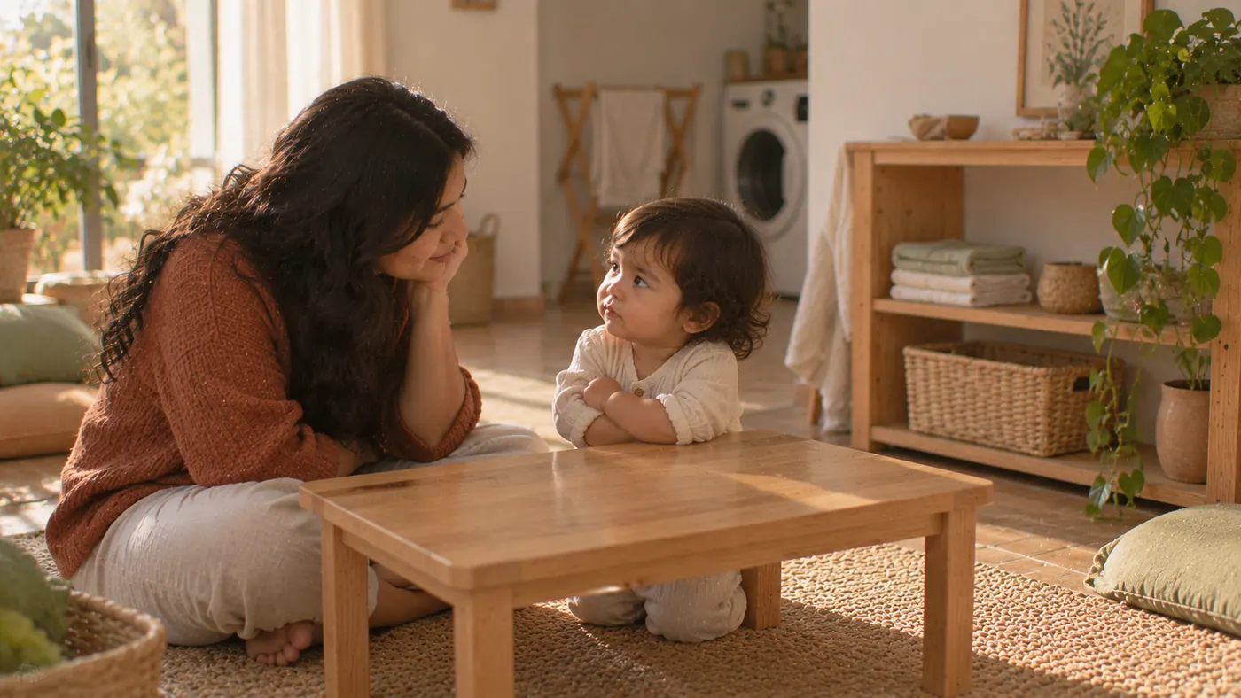 Una madre con su bebé en casa: cuando dice que no